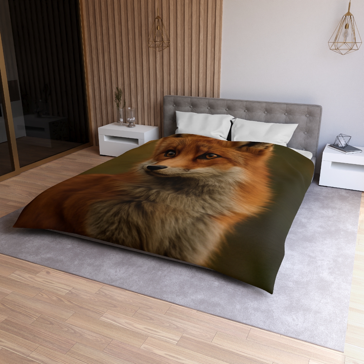 Crimson Whisper Red Fox unique patterned duvets