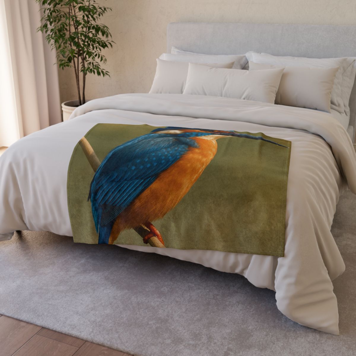 Dawn Drift Kingfisher designer printed blankets