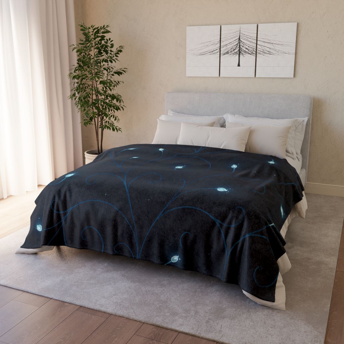 Starlit Vine Constellation designer printed blankets