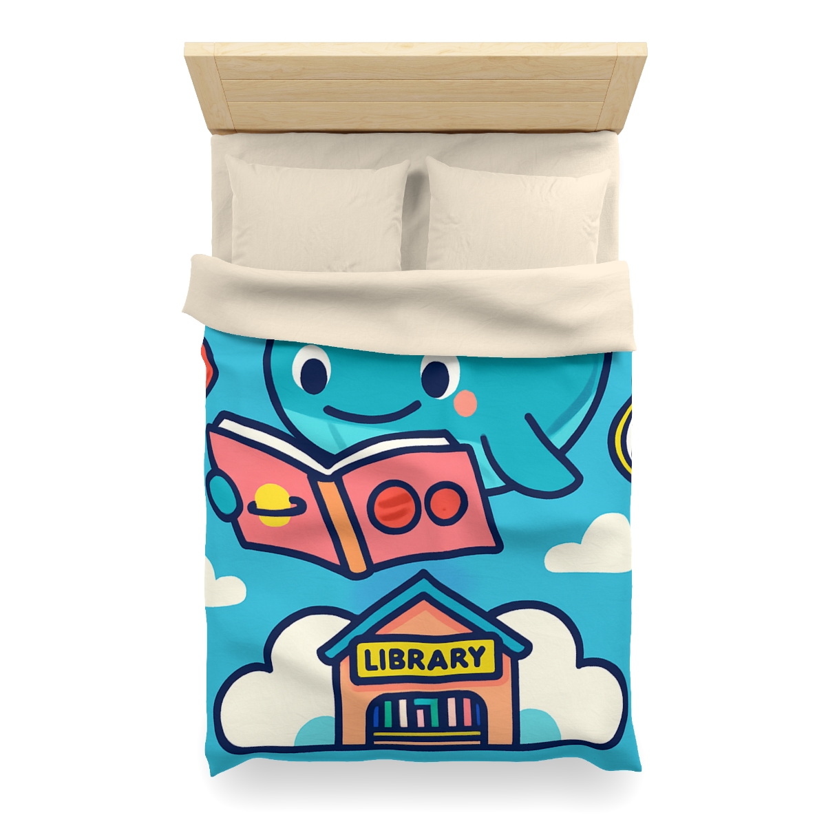 Nebula Library Sky Whale Reading Time unique patterned duvets