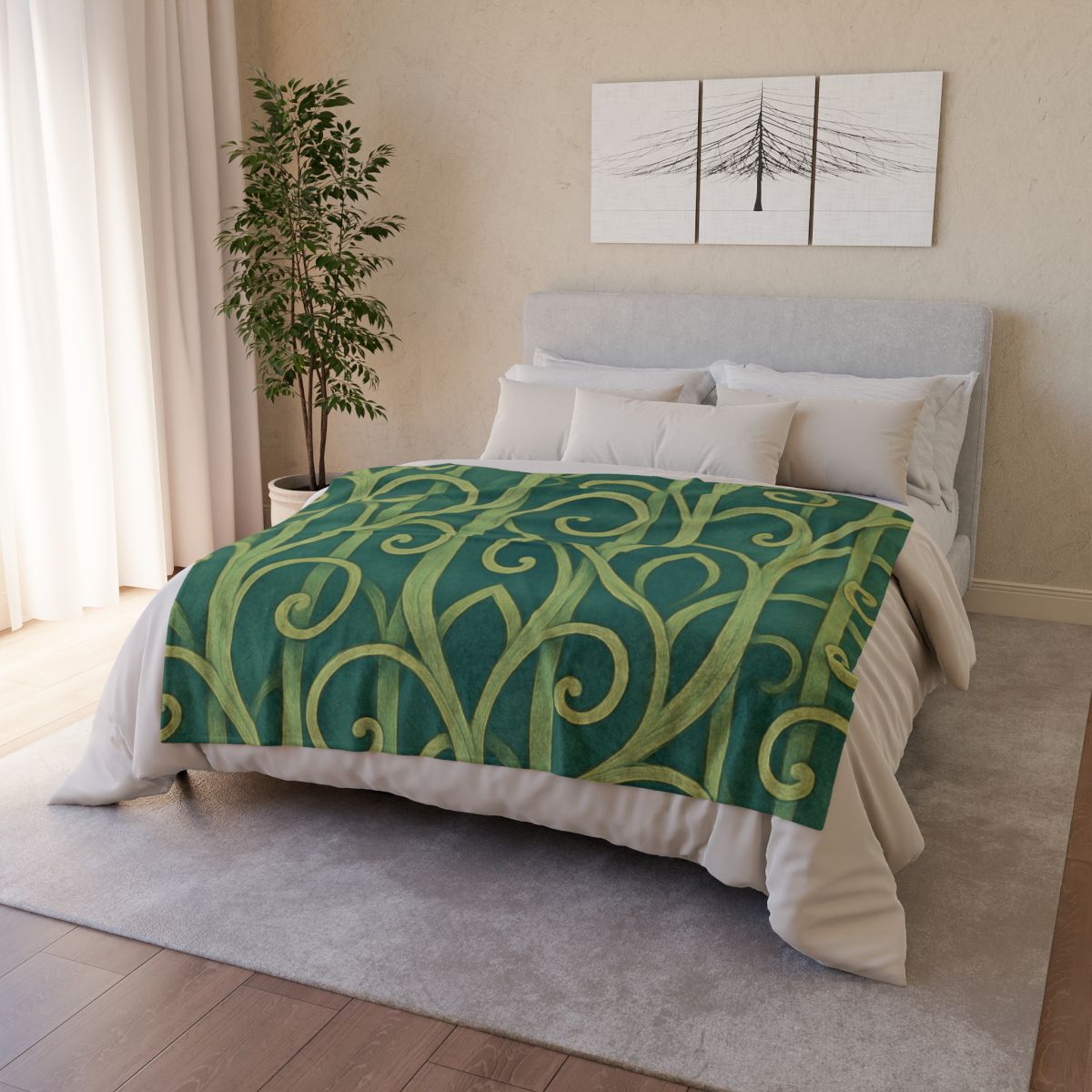 Tendriled Lattice Cascade soft fleece blankets