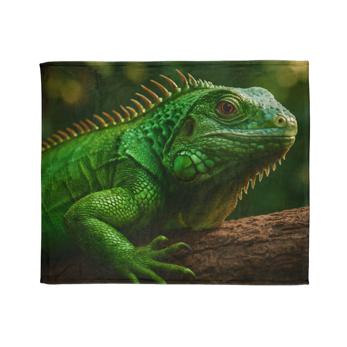 Emerald Gaze Green Iguana personalized cozy blankets