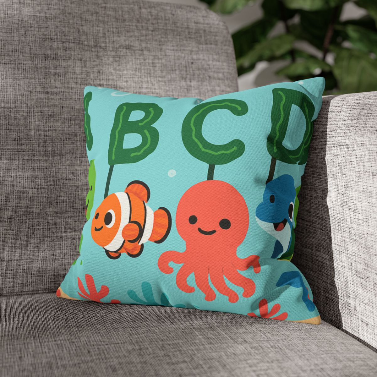 Coral Reef Alphabet Parade soft cotton pillow cases