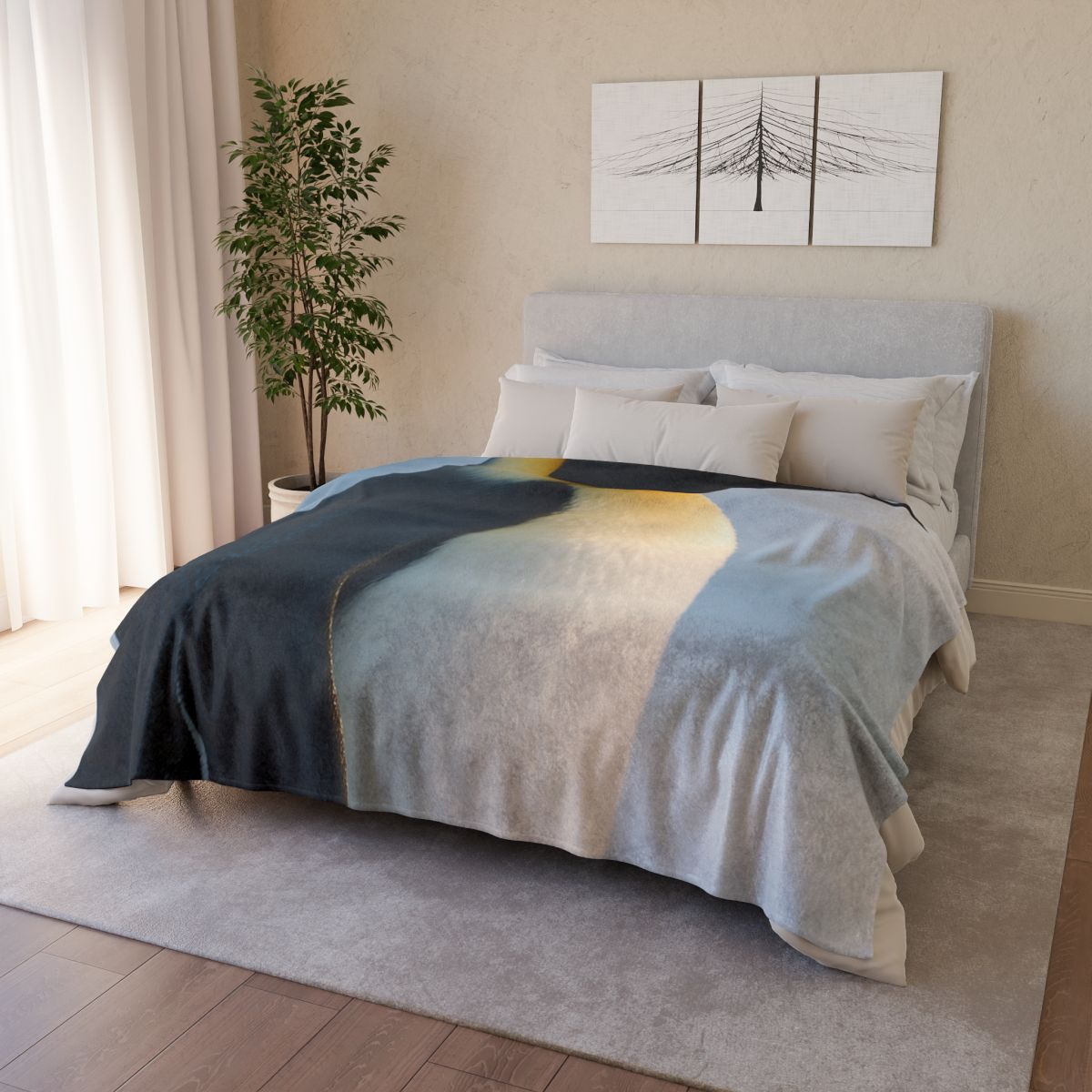 Glacier Gaze Emperor Penguin stylish throw blankets