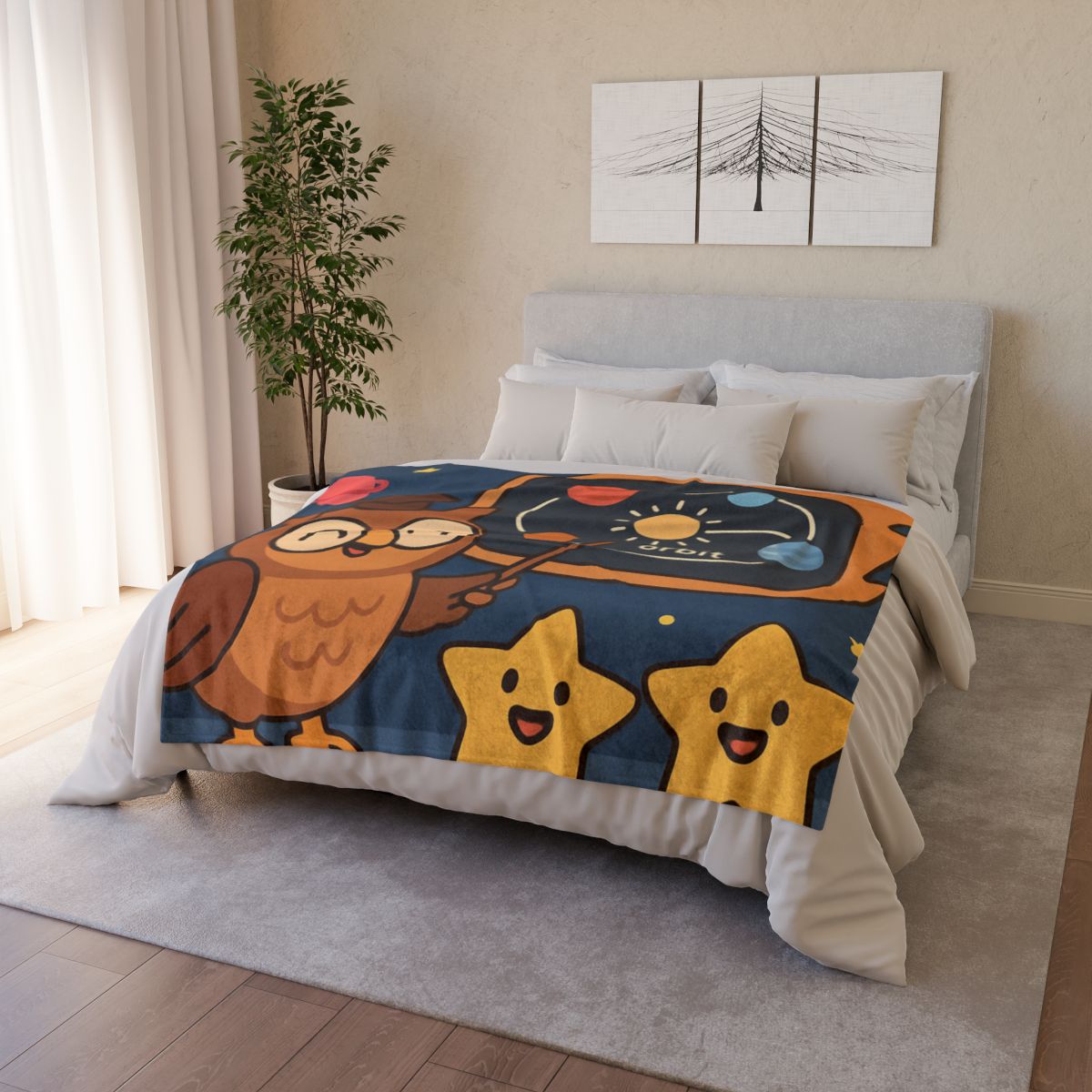 Comet Classroom Owl stylish throw blankets