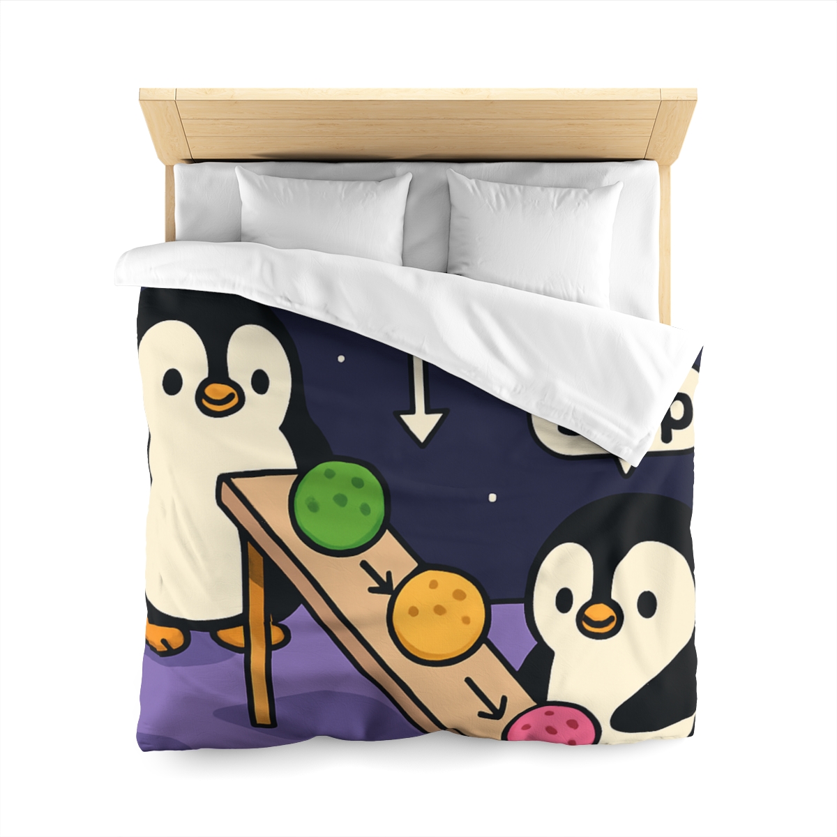 Moonlight Penguin Ice Cream Physics custom duvets