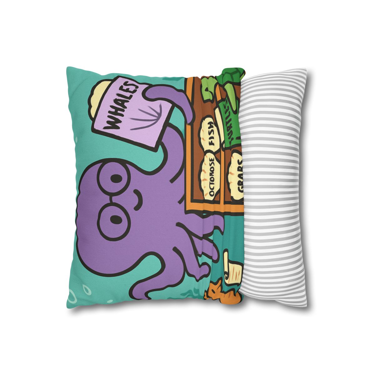 Undersea Library Of The Curious Octopus designer print pillow cases