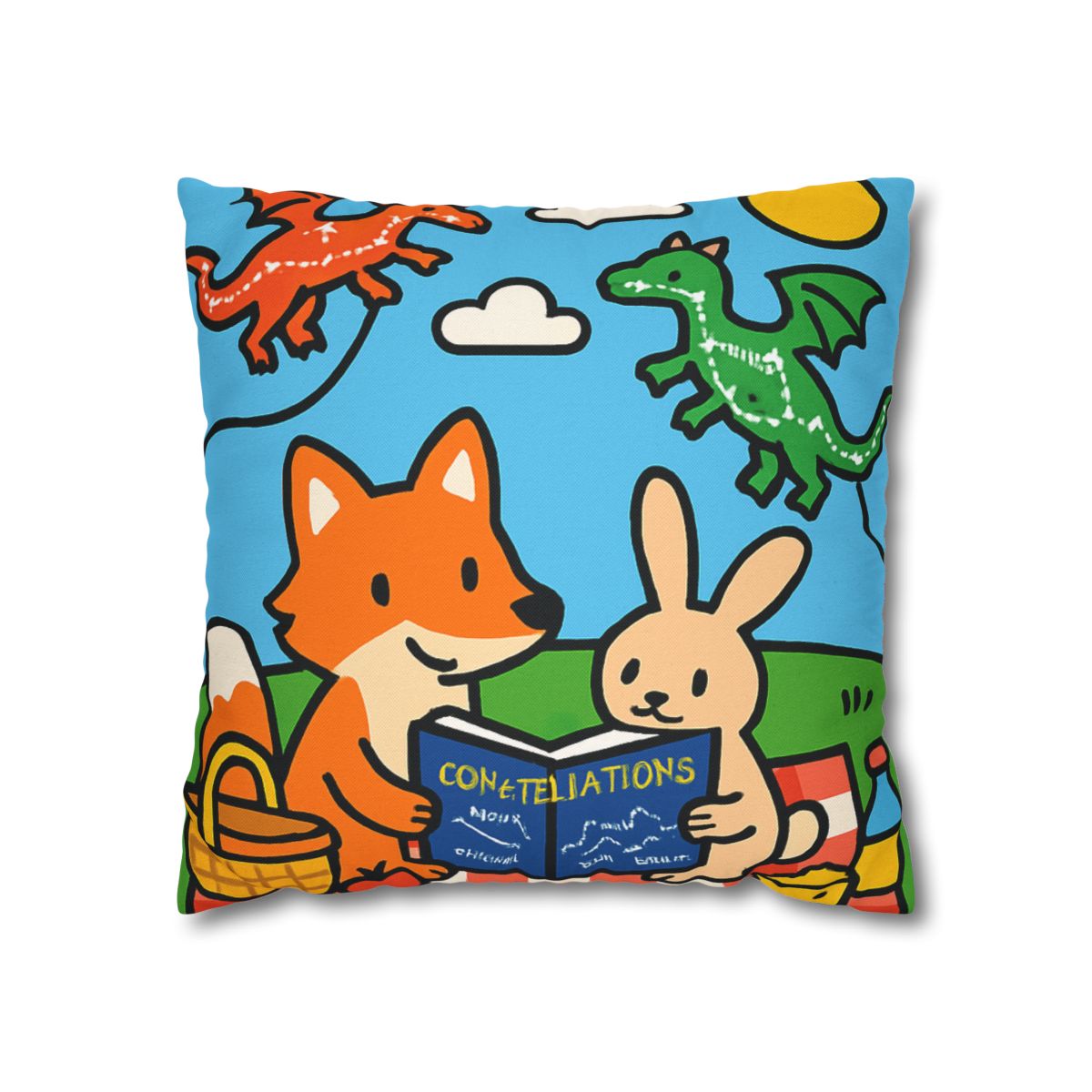 Sky Map Picnic With Dragon Kites personalized pillow covers