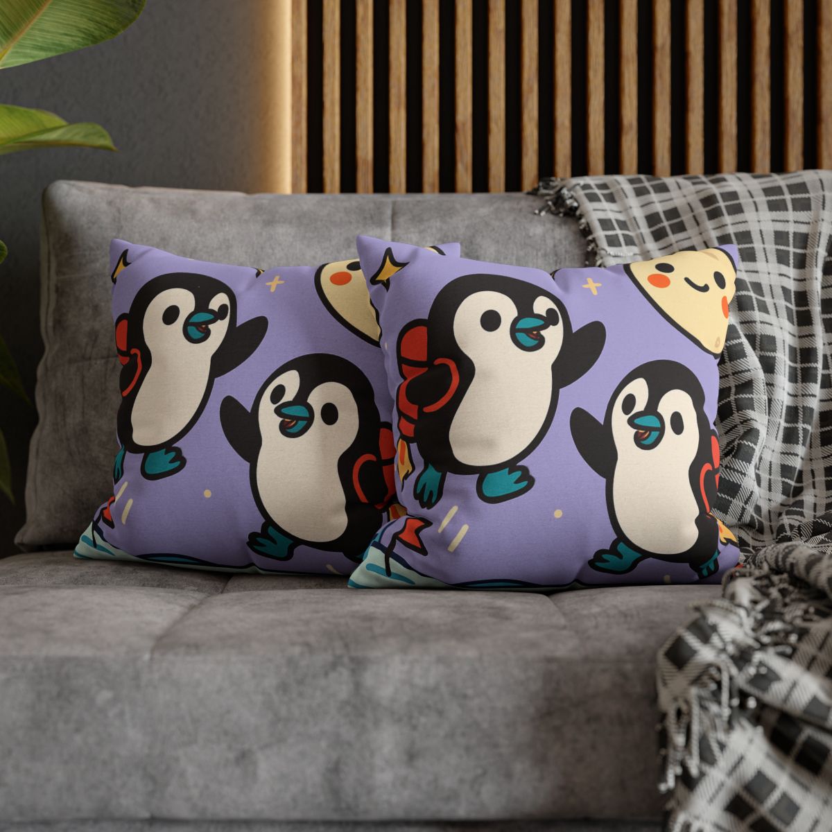 Rocket Penguin Explorers soft cotton pillow cases