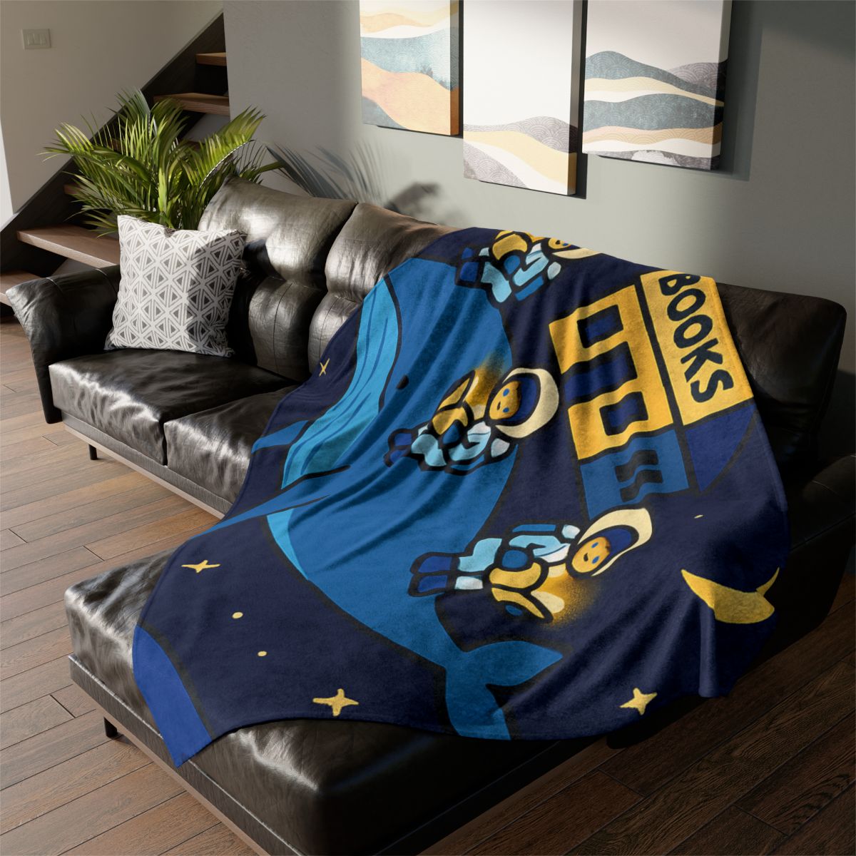 Starlight Library On A Floating Whale trendy patterned blankets