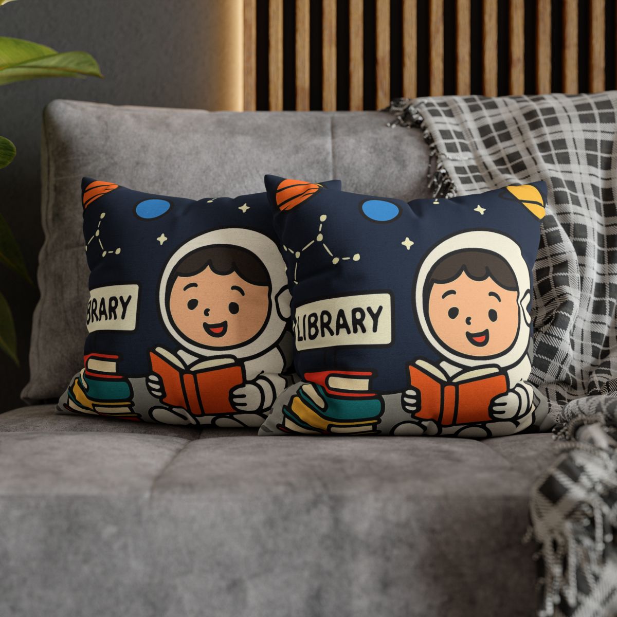 Galaxy Library On The Moon custom pillow cases