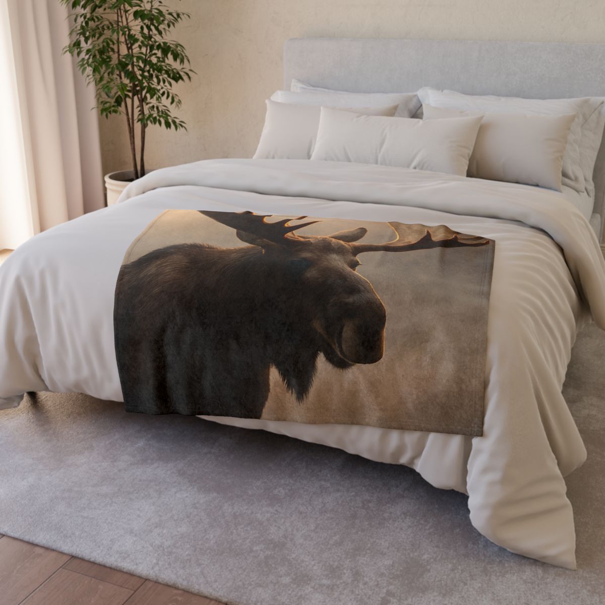 Dawn Mirror Moose soft fleece blankets
