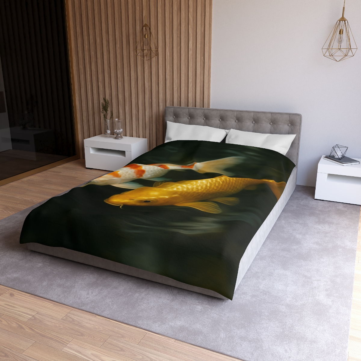 Golden Drift Koi Pair soft comforter duvets