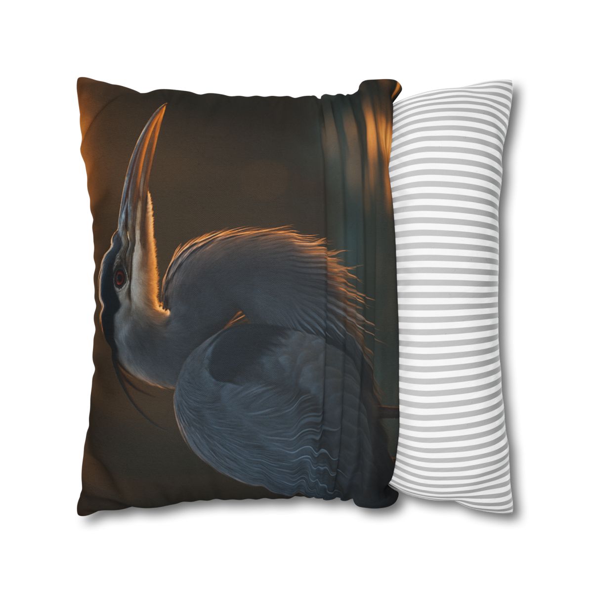 Moonlit Sentinel Great Blue Heron stylish decorative pillowcases
