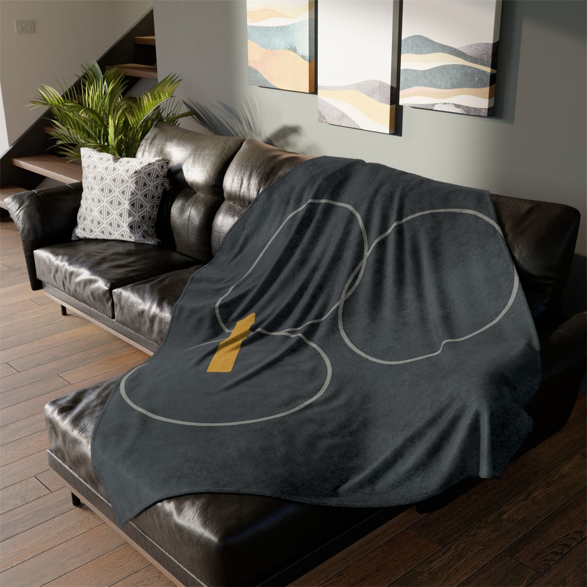 Three Rings With Shared Tangent Bar decorative home blankets