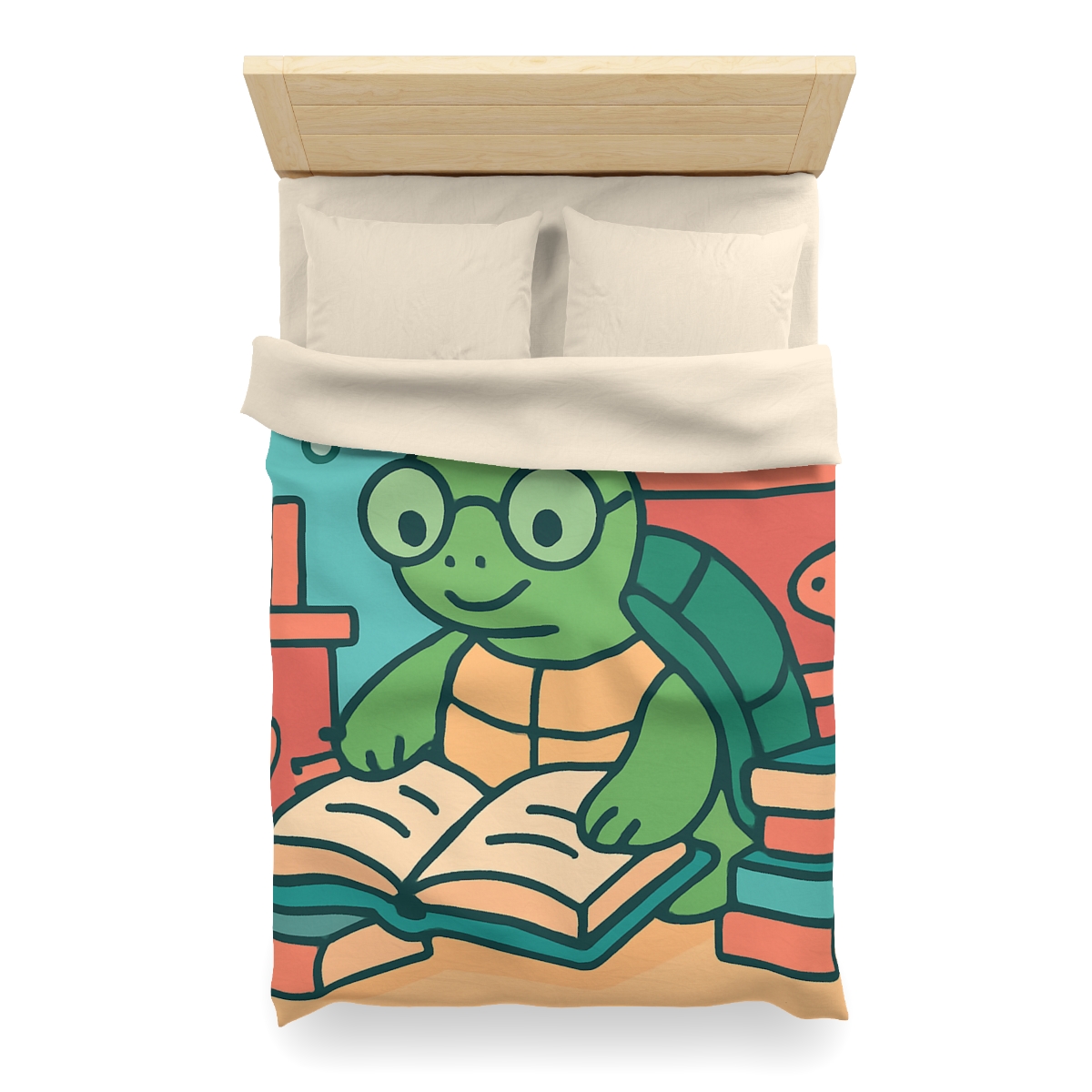 Underwater Library With Bookish Turtle designer printed duvets