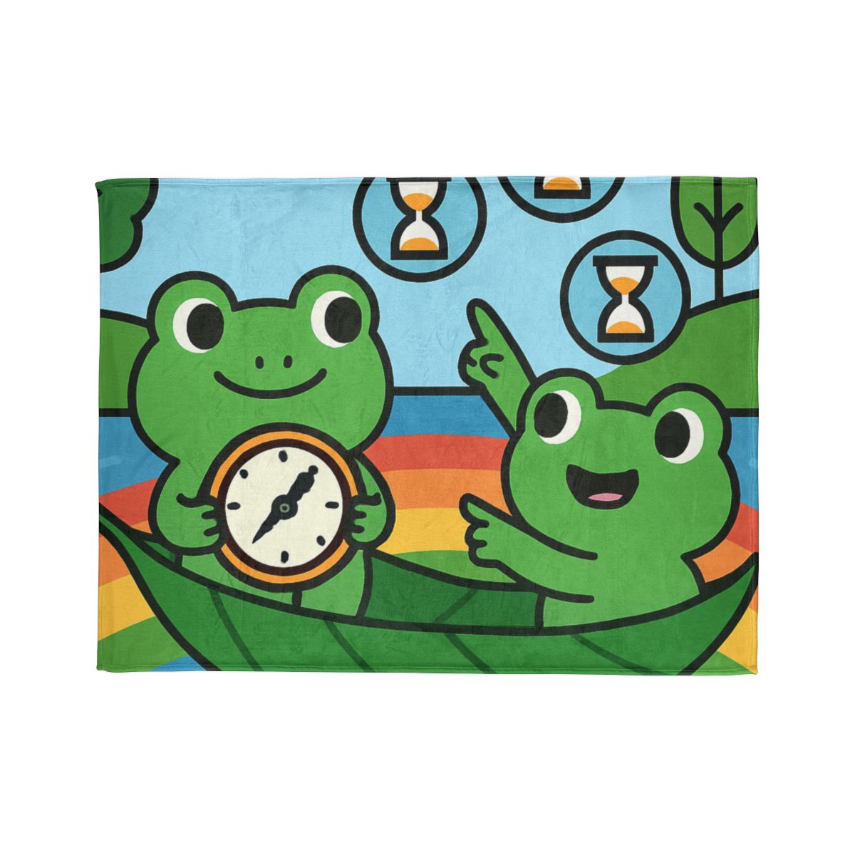 Rainbow River Time Travel Frogs soft fleece blankets