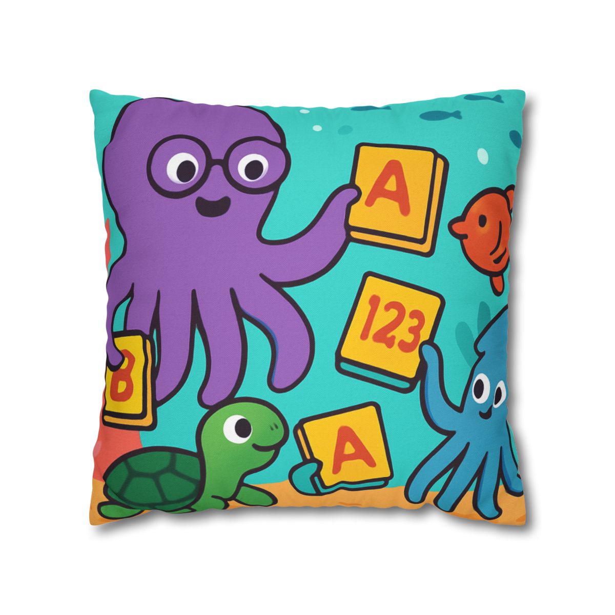 Octopus Librarian In Coral Reef School custom pillow cases