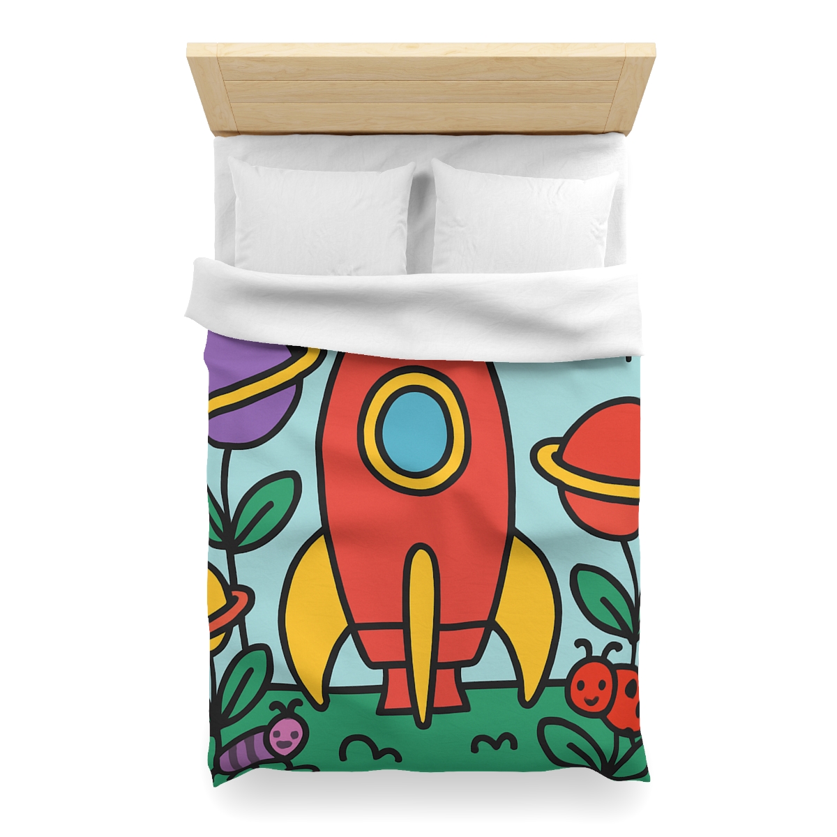 Rainbow Rocket Garden personalized bedding duvets