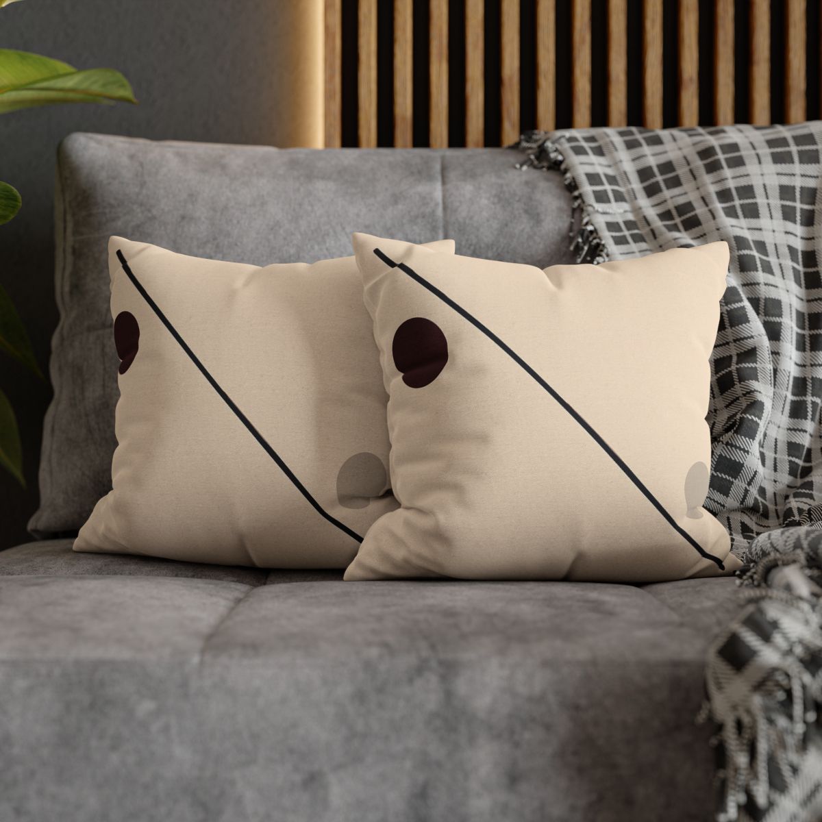 Diagonal Line And Twin Circles soft cotton pillow cases