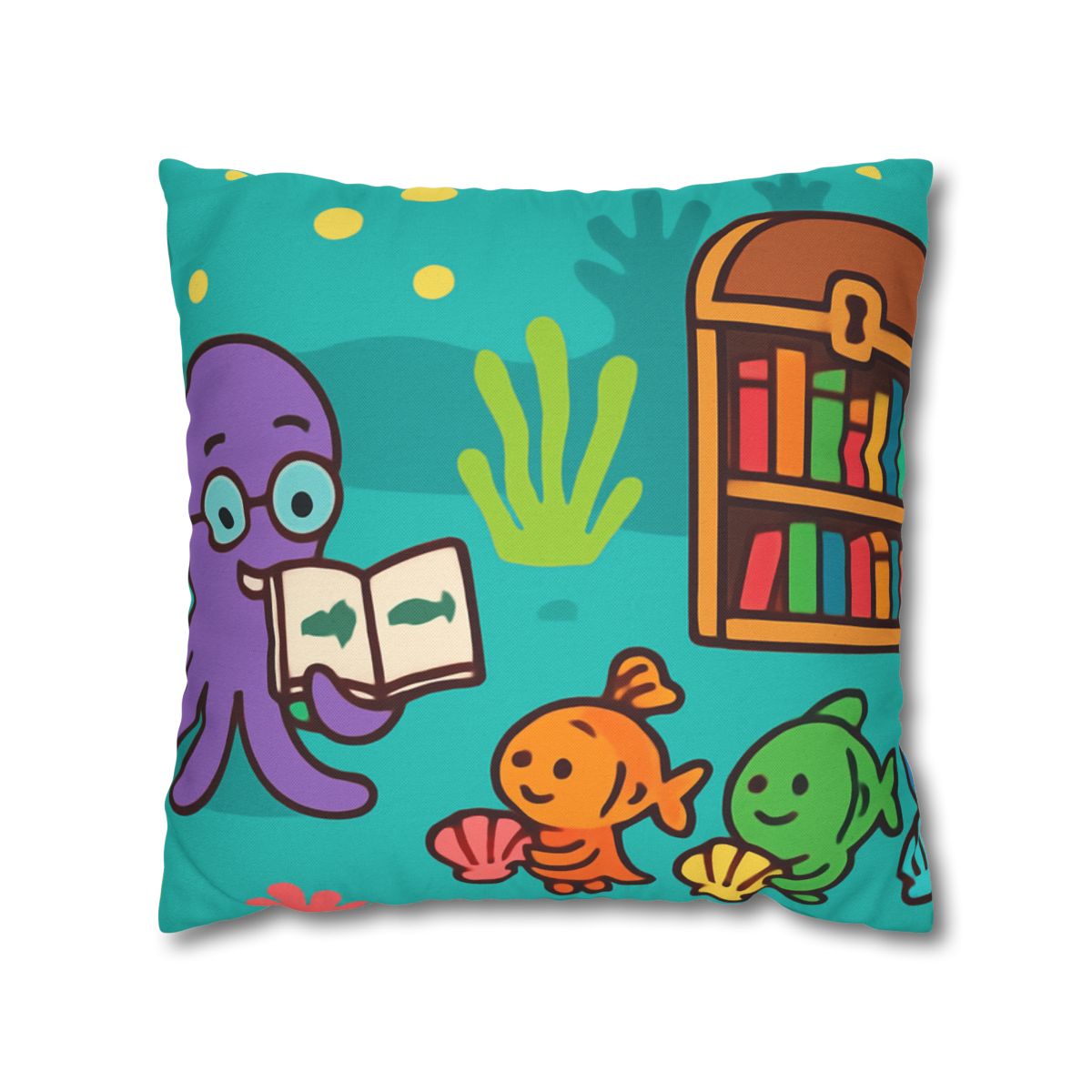 Coral Reef Library With The Octopus Librarian unique gift pillow cases