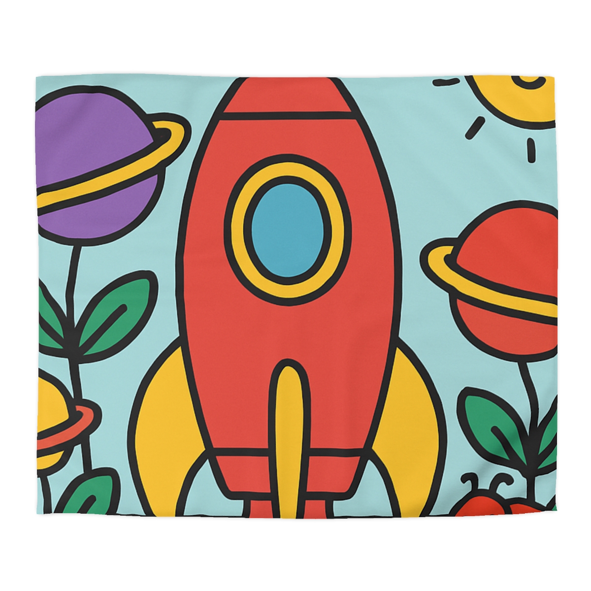 Rainbow Rocket Garden personalized bedding duvets