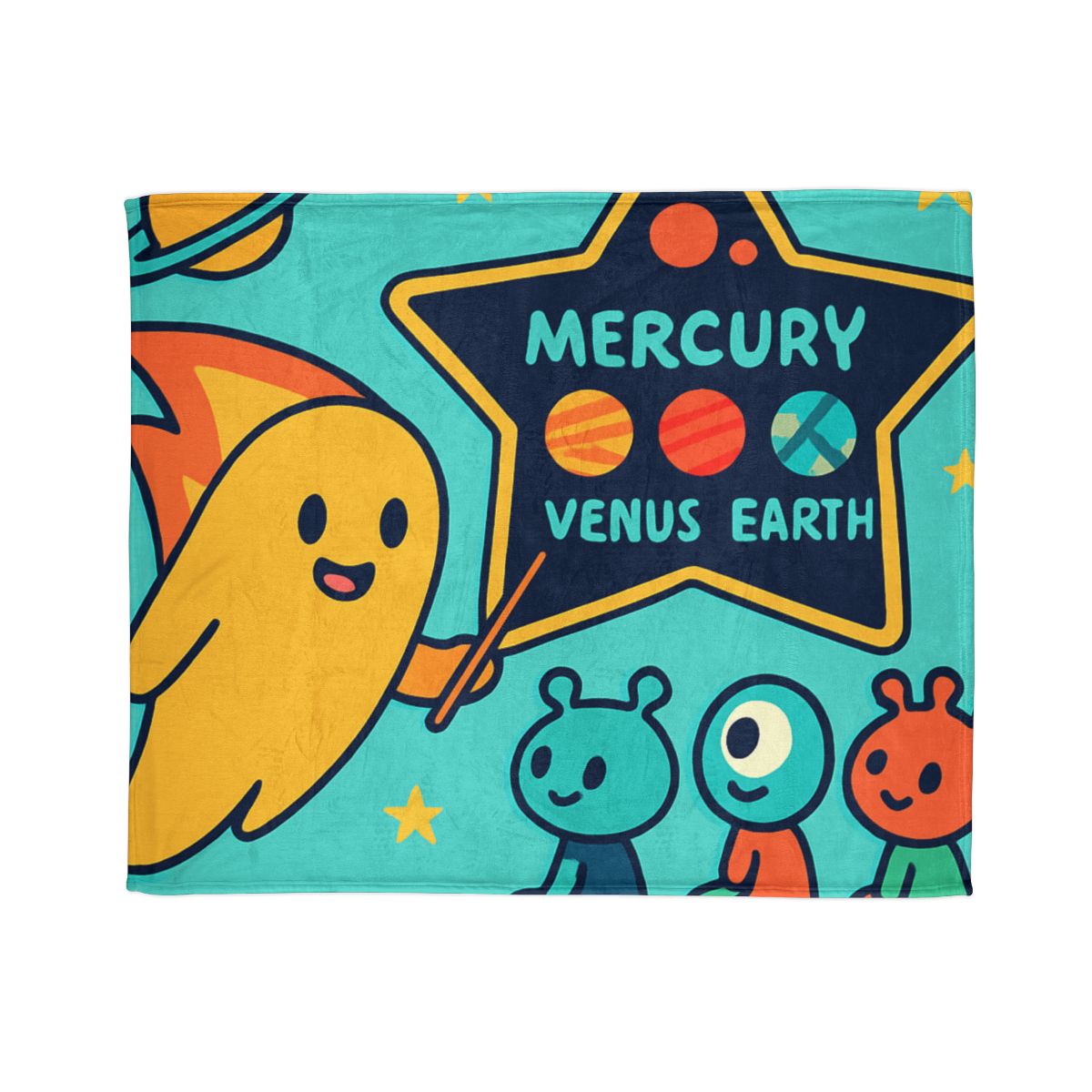 Comet Classroom On A Floating Asteroid personalized cozy blankets