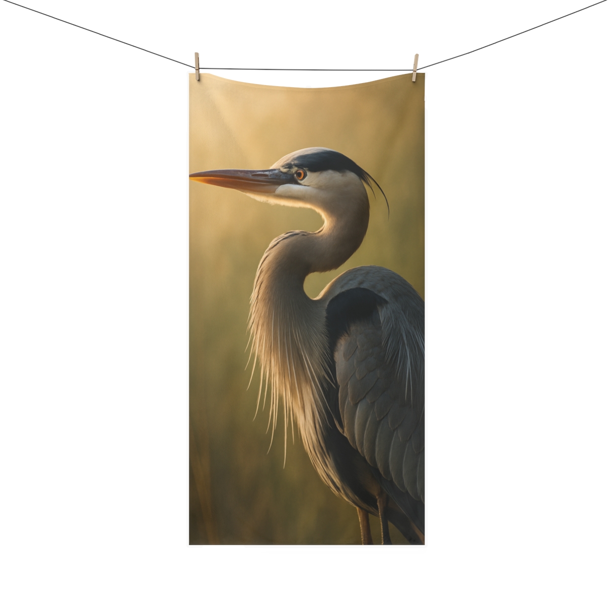 Dawn Poise Great Blue Heron stylish beach towels