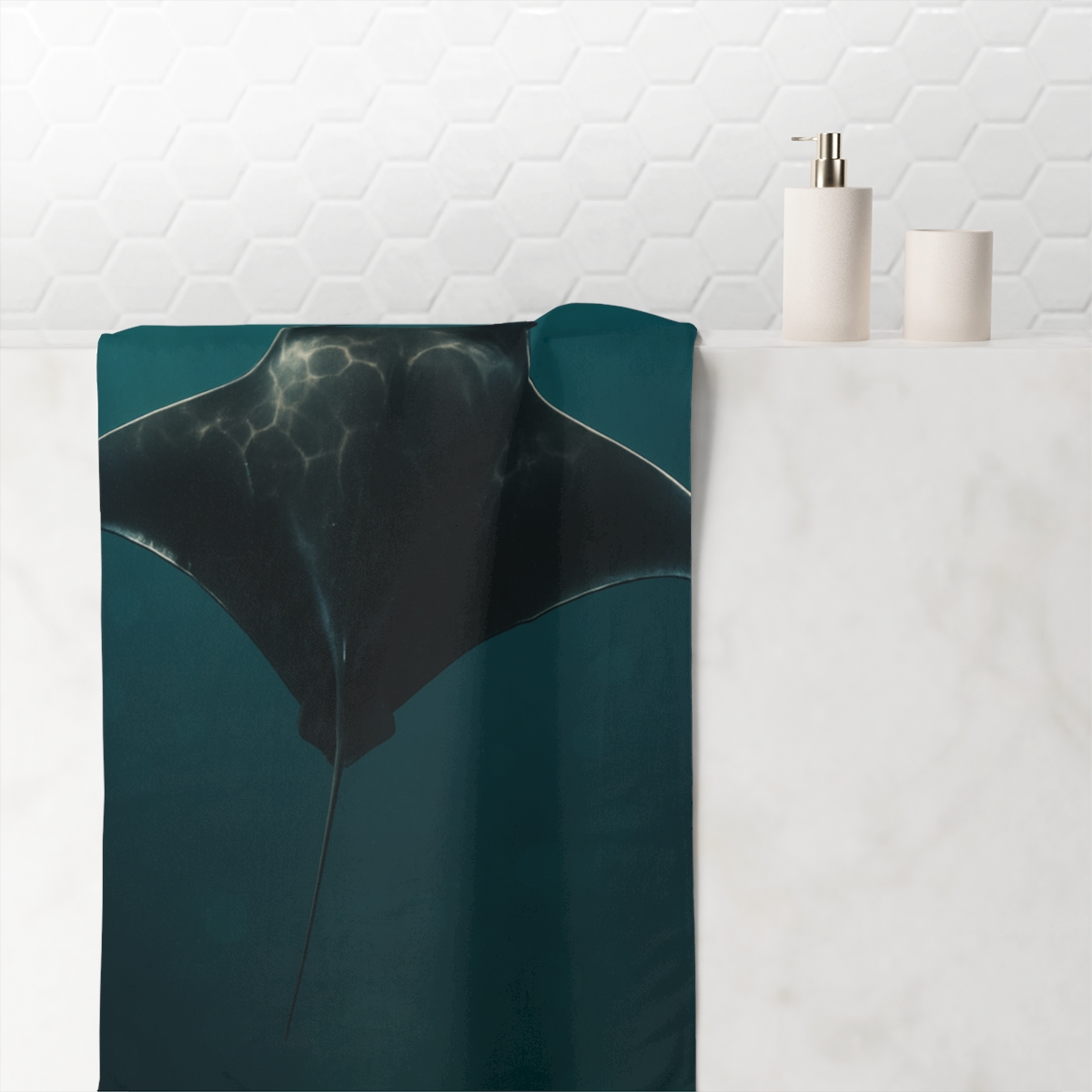 Nebula Glide Manta Ray decorative home towels