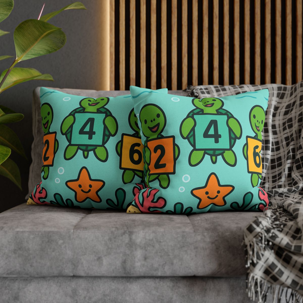 Coral Reef Math Parade Of Sea Turtles soft cotton pillow cases