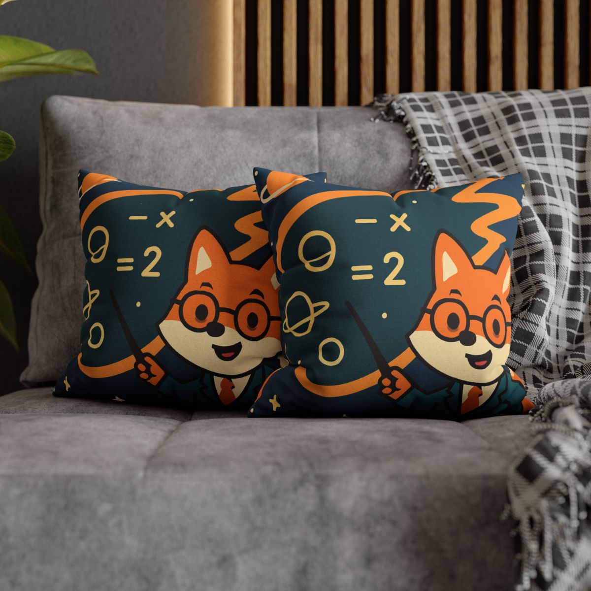 Comet Classroom With A Curious Fox designer print pillow cases