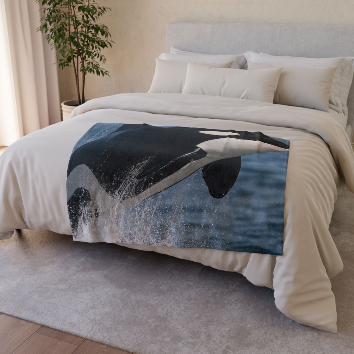 Tidal Monarch Orca soft fleece blankets