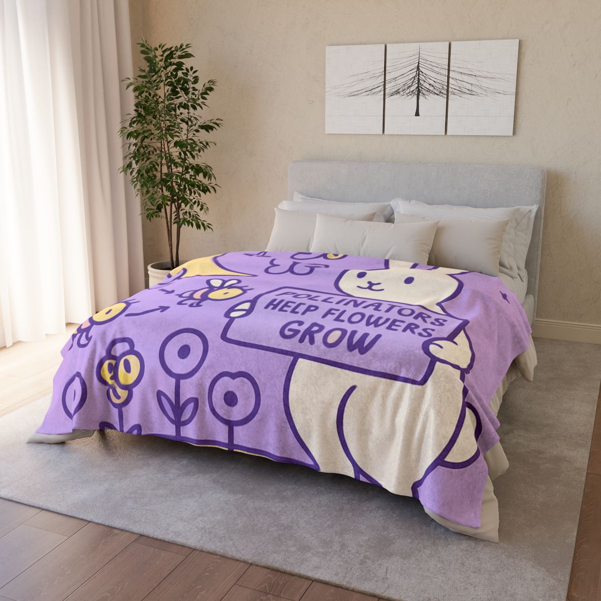 Moon Garden Pollinator Parade designer printed blankets