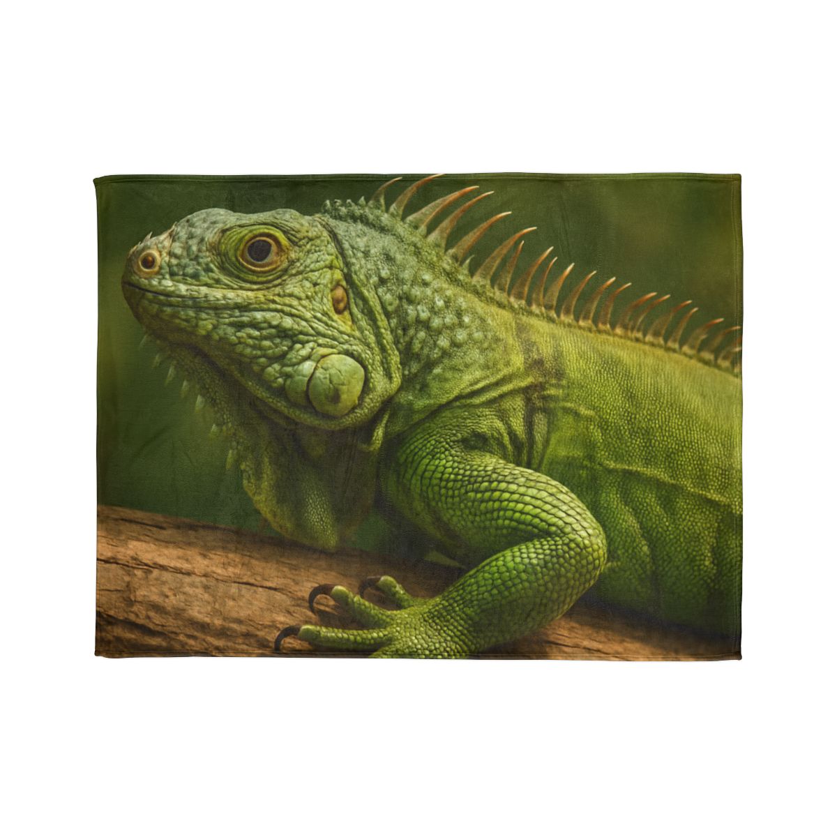 Verdant Stillness Green Iguana designer printed blankets