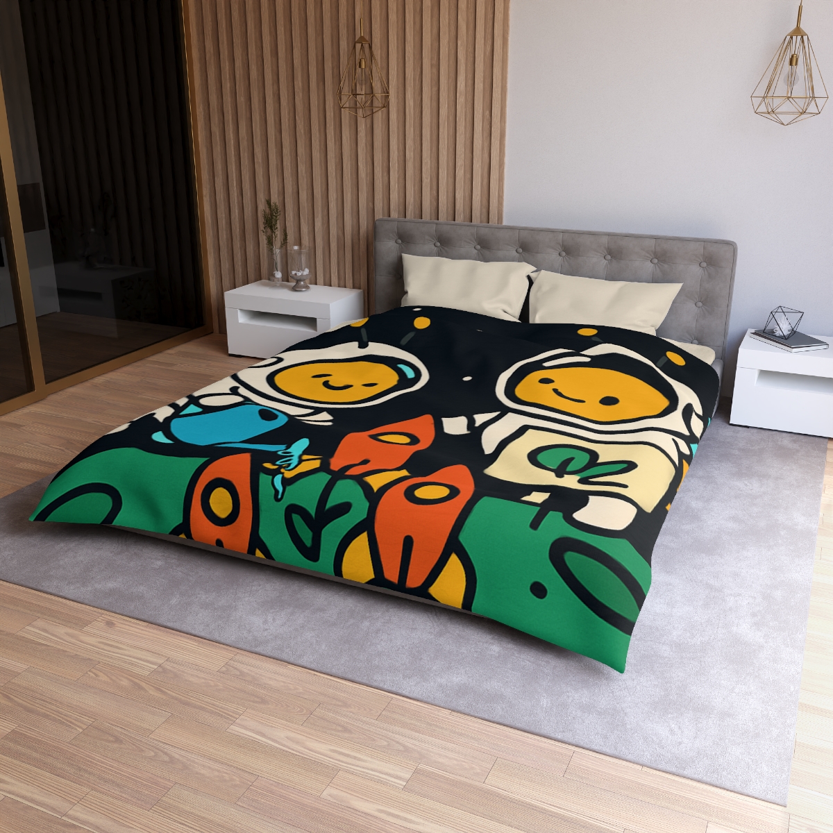 Rocket Garden Of The Bumblebee Astronauts soft comforter duvets