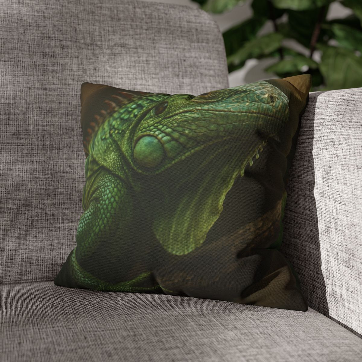 Starlit Stillness Green Iguana trendy patterned pillow cases