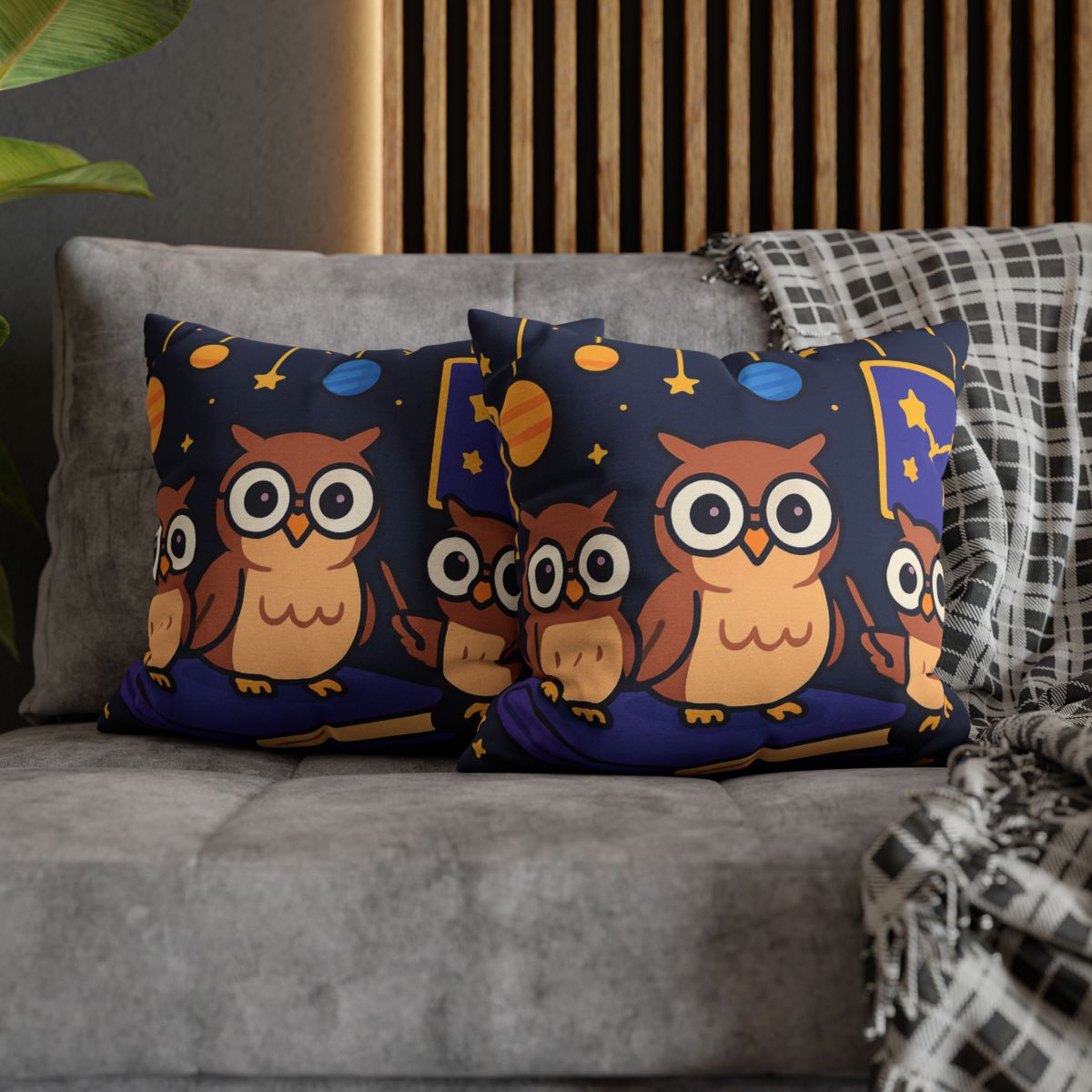 Galaxy Library Of The Wise Owls trendy patterned pillow cases