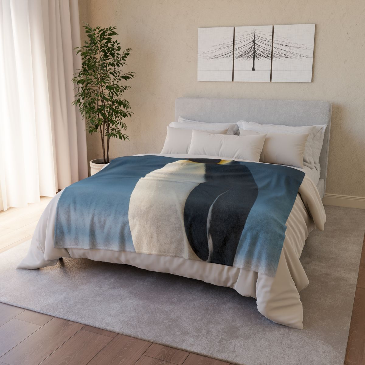 Aurora Drift Emperor Penguin soft fleece blankets