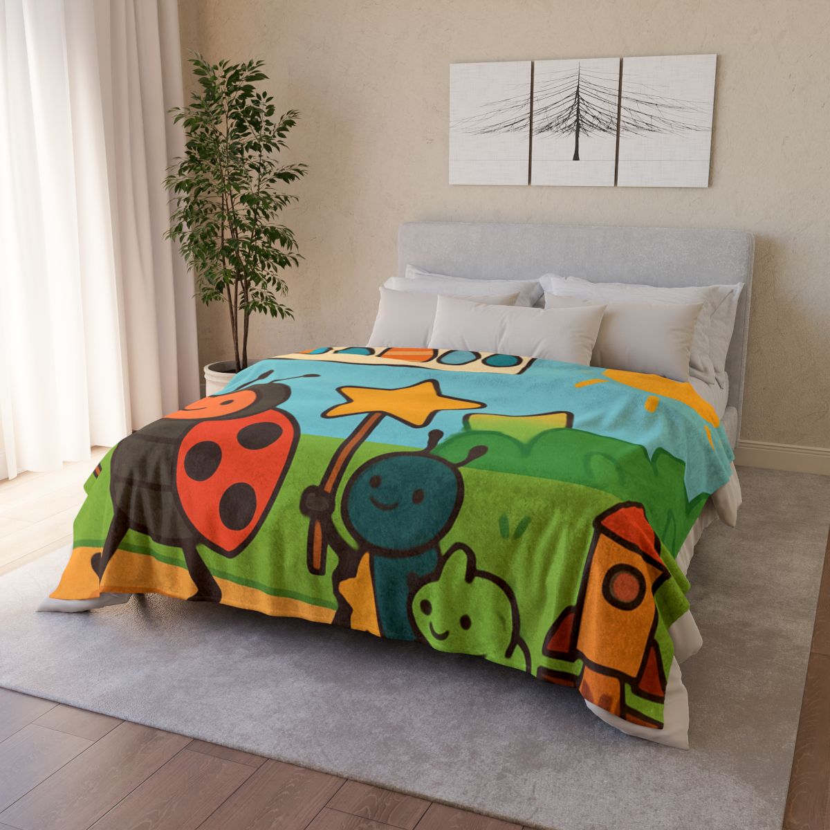 Galaxy Garden Insect Parade stylish throw blankets