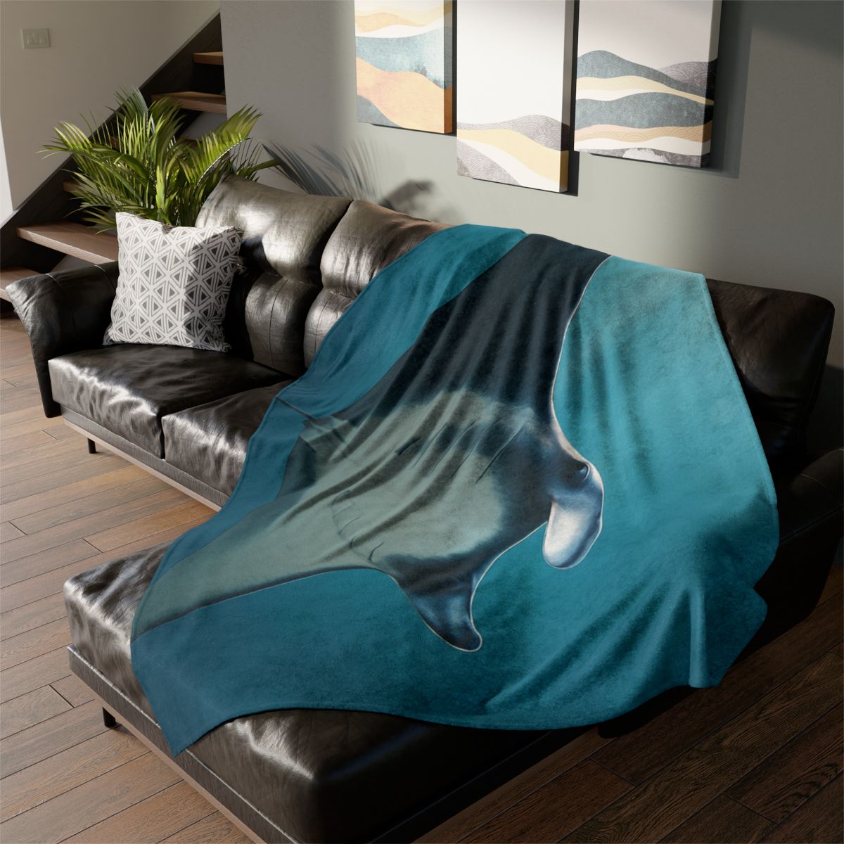 Starlit Surge Manta Ray trendy patterned blankets