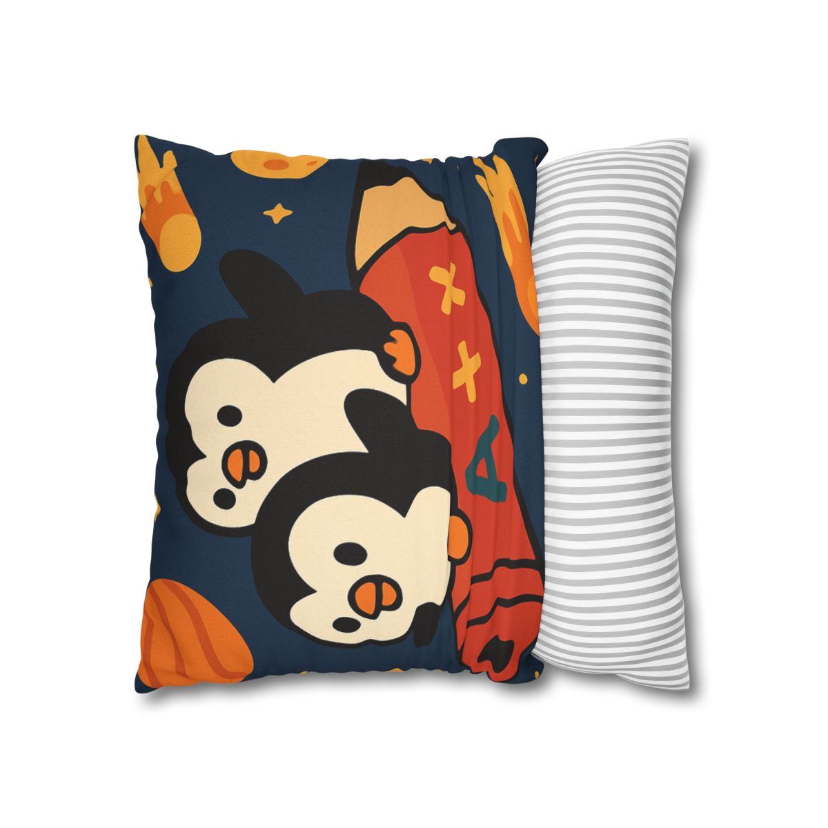 Rocket Riding Penguin Explorers trendy patterned pillow cases