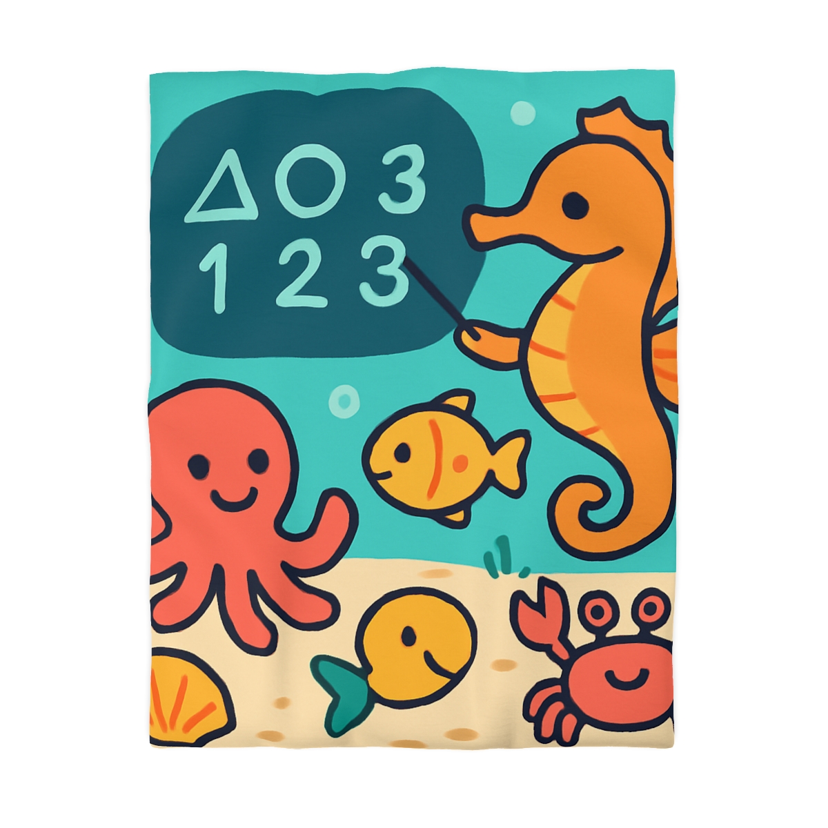 Coral Classroom With The Seahorse Teacher unique patterned duvets