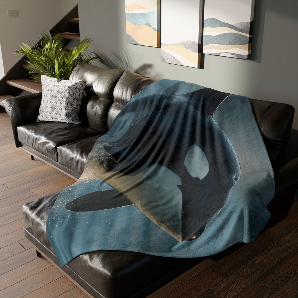 Abyss Glide Orca stylish throw blankets