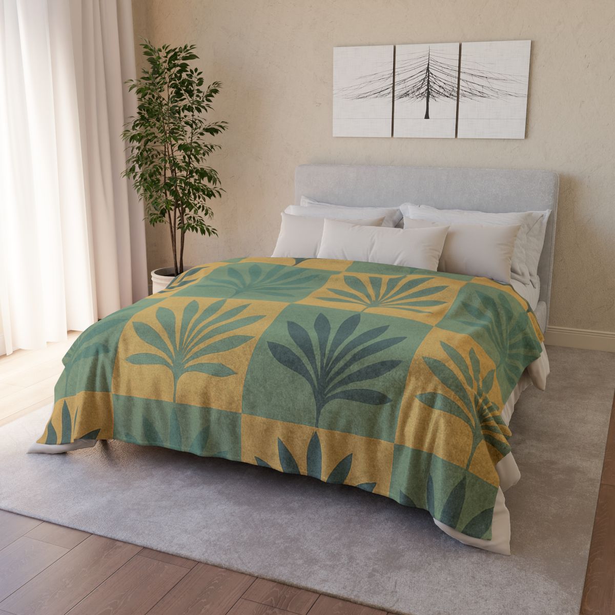 Frond Grid Harmony designer printed blankets
