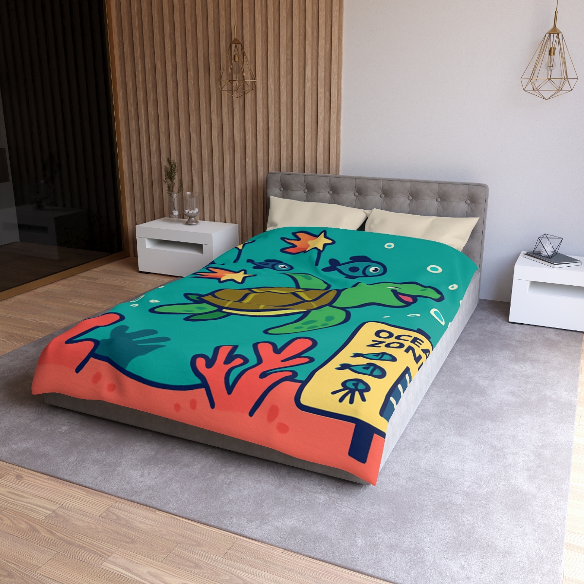 Coral Comet Turtle Parade unique patterned duvets