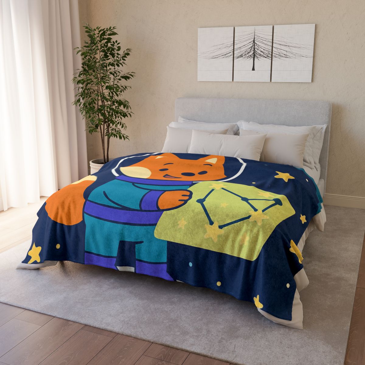 Space Fox And The Star Map warm winter blankets