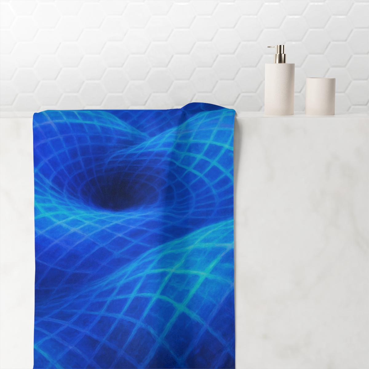 Warped Spacetime Mosaic soft cotton towels