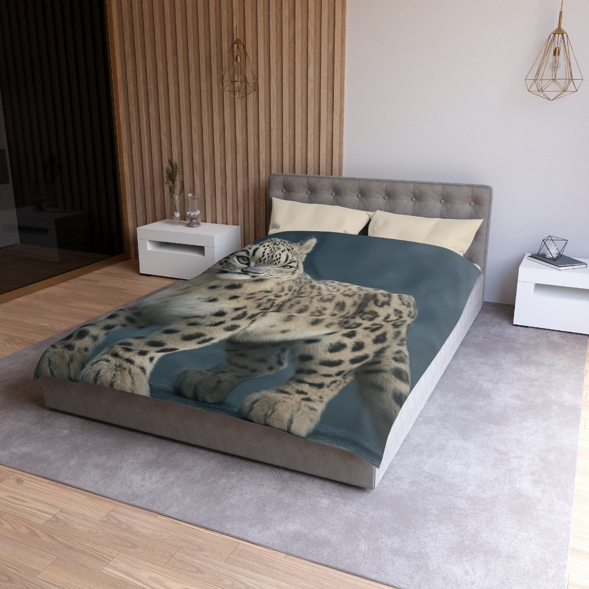 Aurora Gaze Snow Leopard personalized bedding duvets