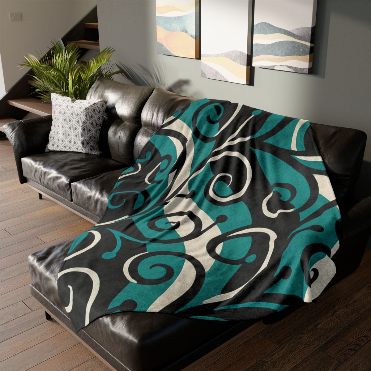 Vine Curl Wave Interference stylish throw blankets