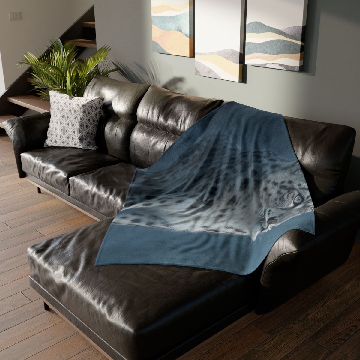 Cloud Cliff Snow Leopard soft fleece blankets